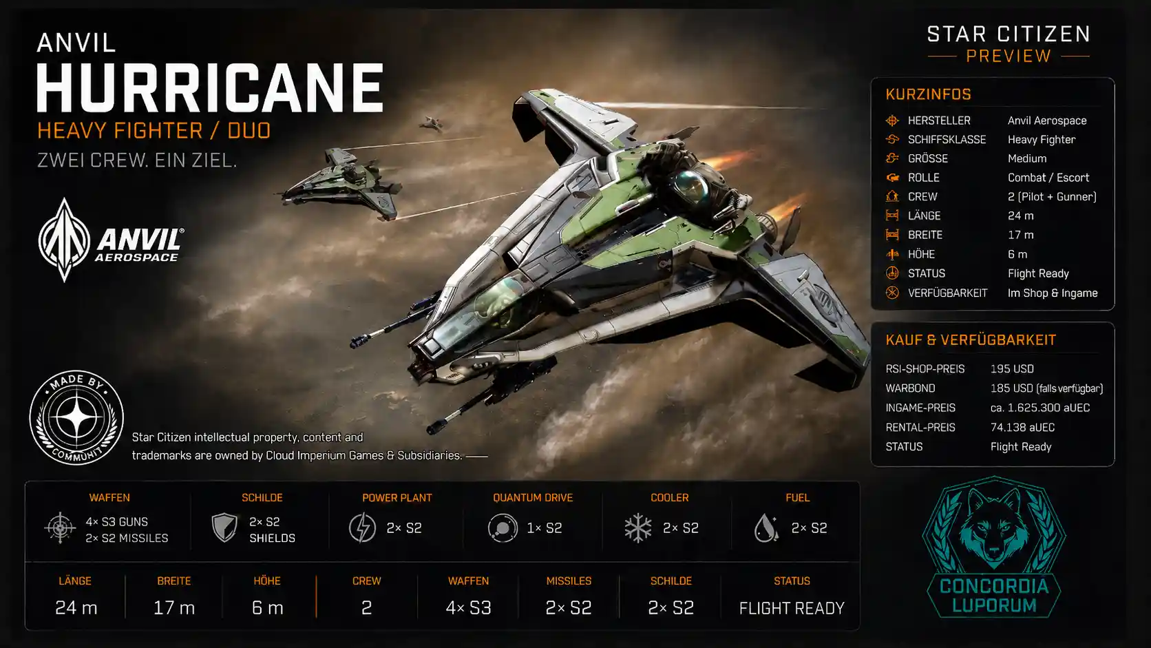 Anvil Hurricane – Star Citizen Heavy Fighter (2-Sitzer)