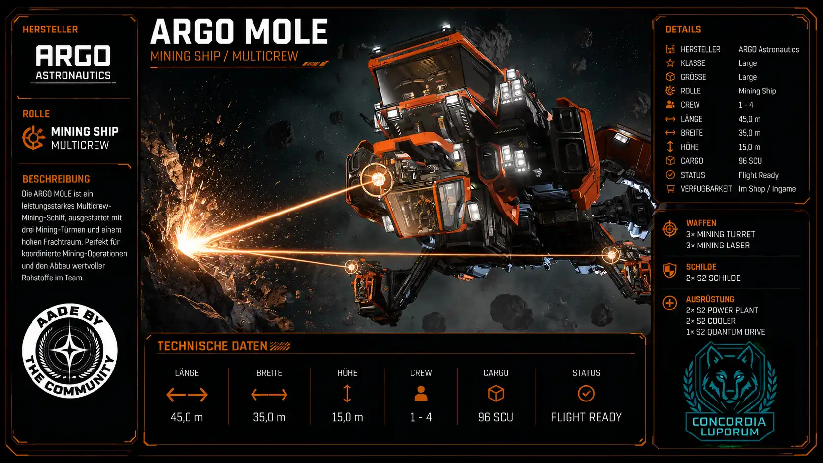ARGO MOLE – Star Citizen Multicrew Mining Schiff