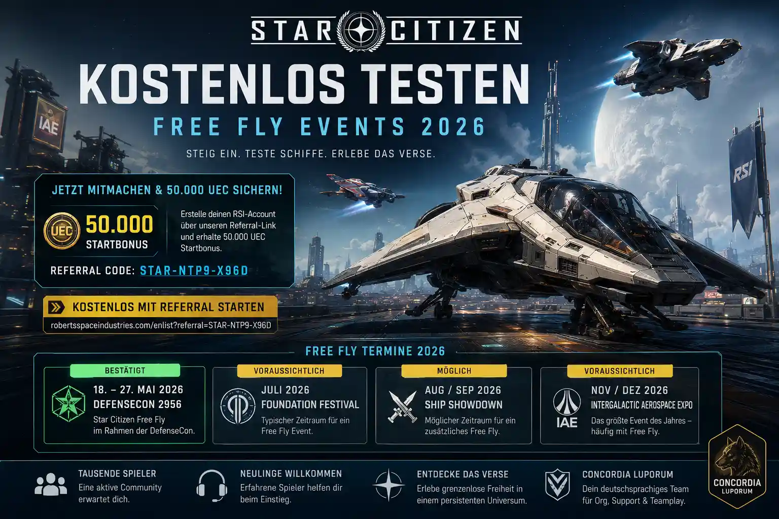 Star Citizen kostenlos testen – Free Fly Events 2026 mit Referral-Code