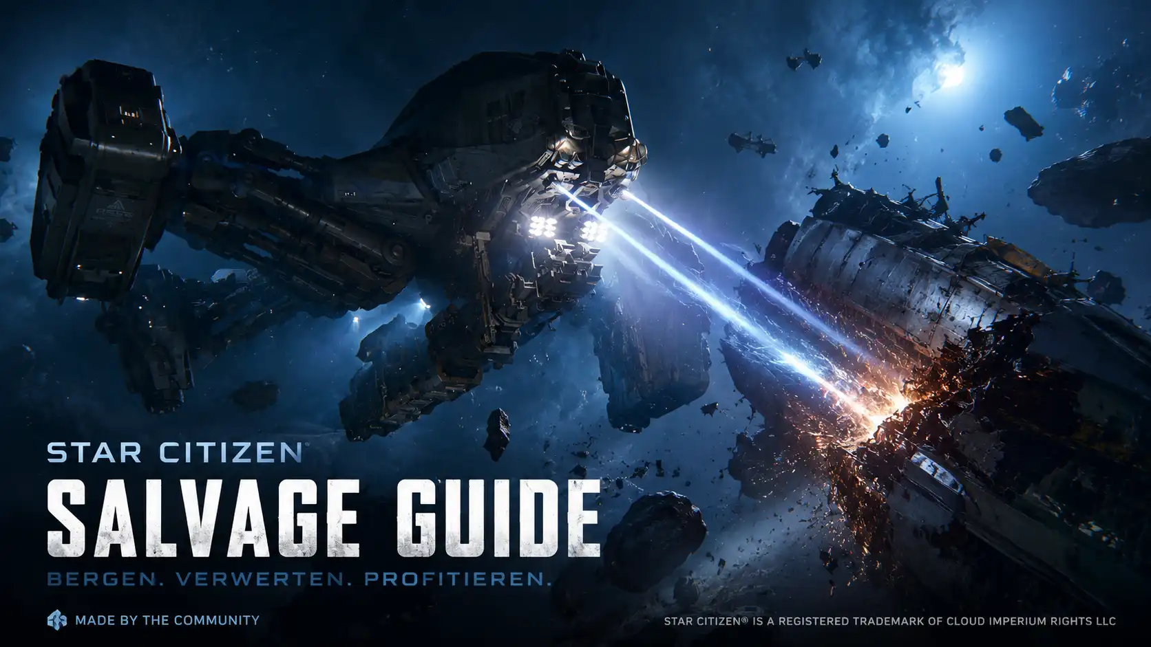 Star Citizen Salvage Guide mit Reclaimer beim Bergen und Verwerten eines Wracks